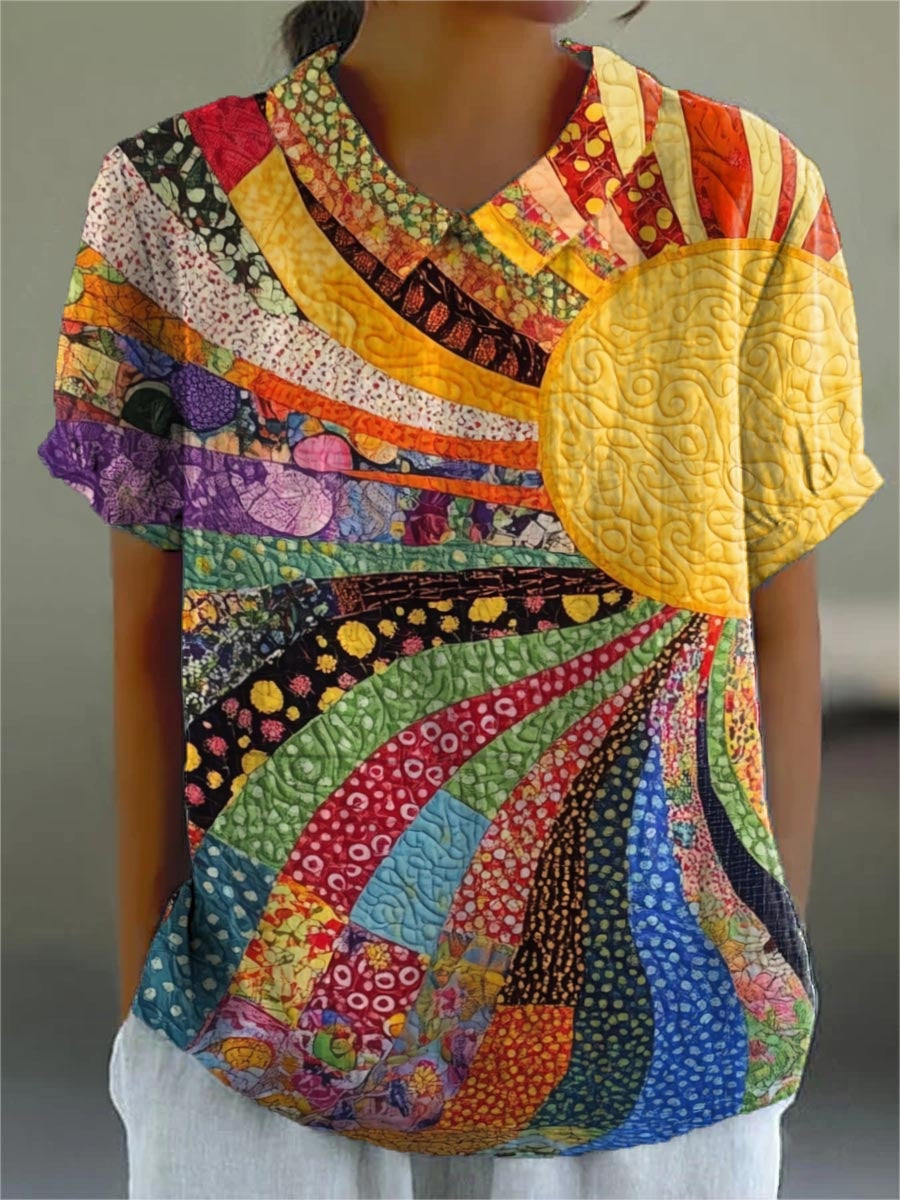 Covadonga | Camisa Oversize de Verano Estampada de Manga Corta Mujer