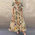 Nuvara | Covadonga | Vestido Largo Floral Mujer Manga Corta Suelto