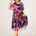 Nuvara | Covadonga | Vestido Midi de Cóctel con Volantes Mujer Estampado Tropical