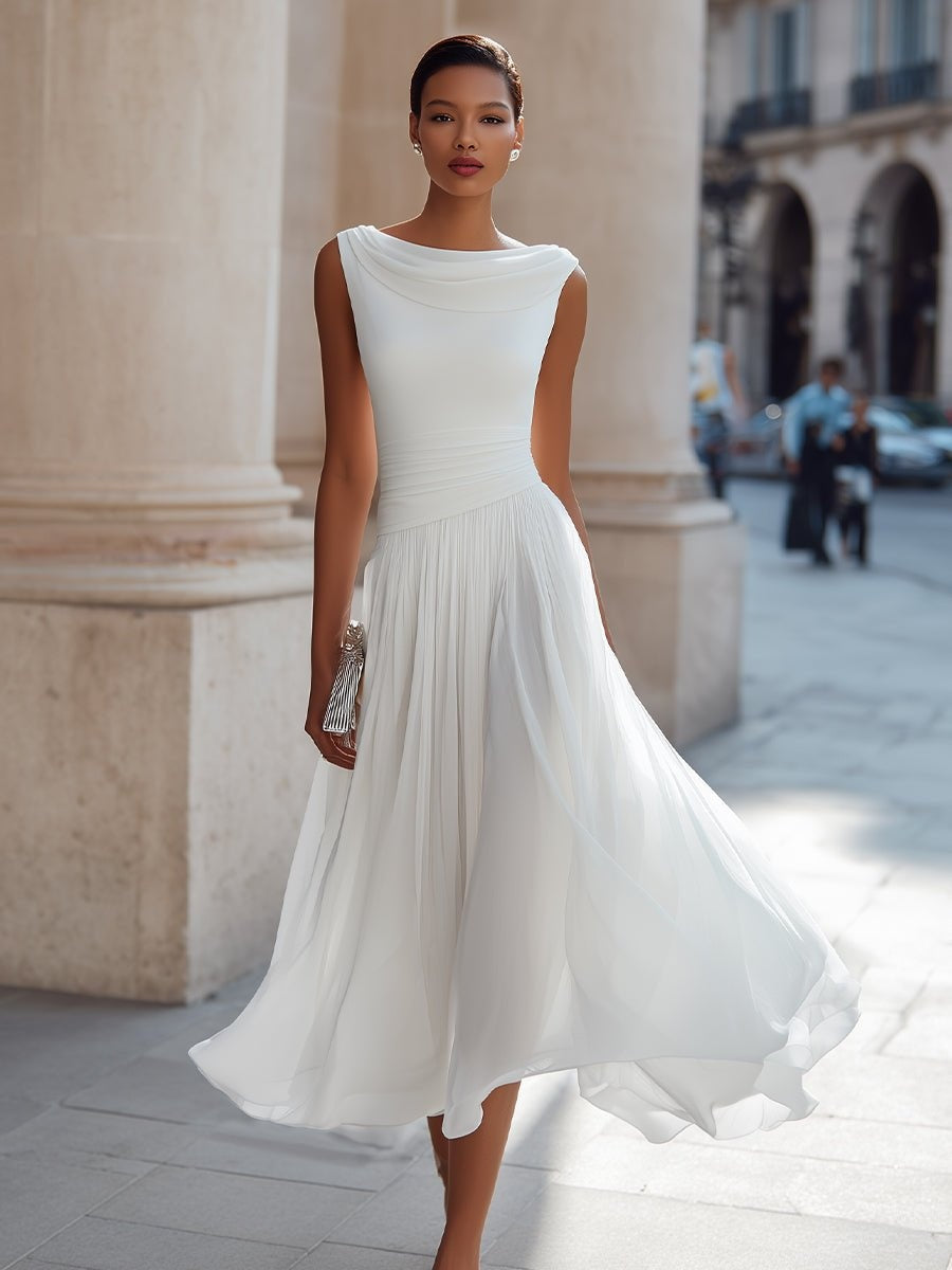Nuvara Draped Wedding Guest Midi Dress 1