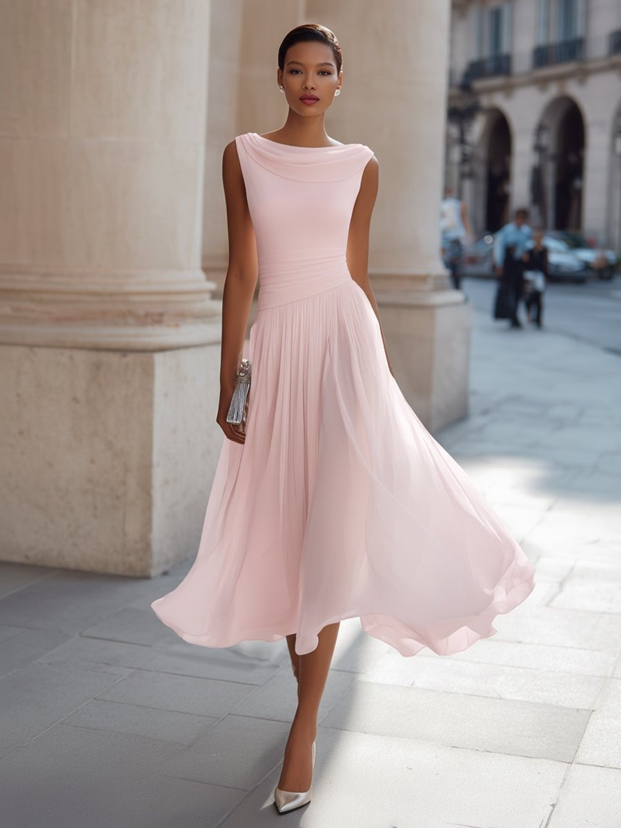 Nuvara Draped Wedding Guest Midi Dress 1
