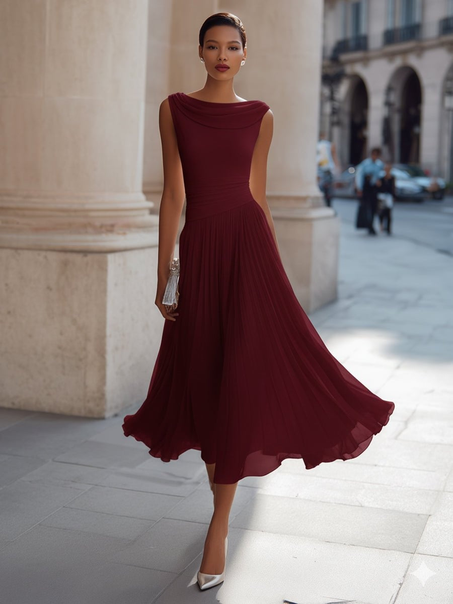 Nuvara Draped Wedding Guest Midi Dress 1