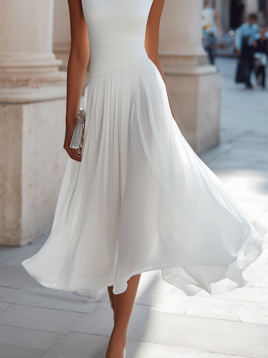 Nuvara Draped Wedding Guest Midi Dress 1