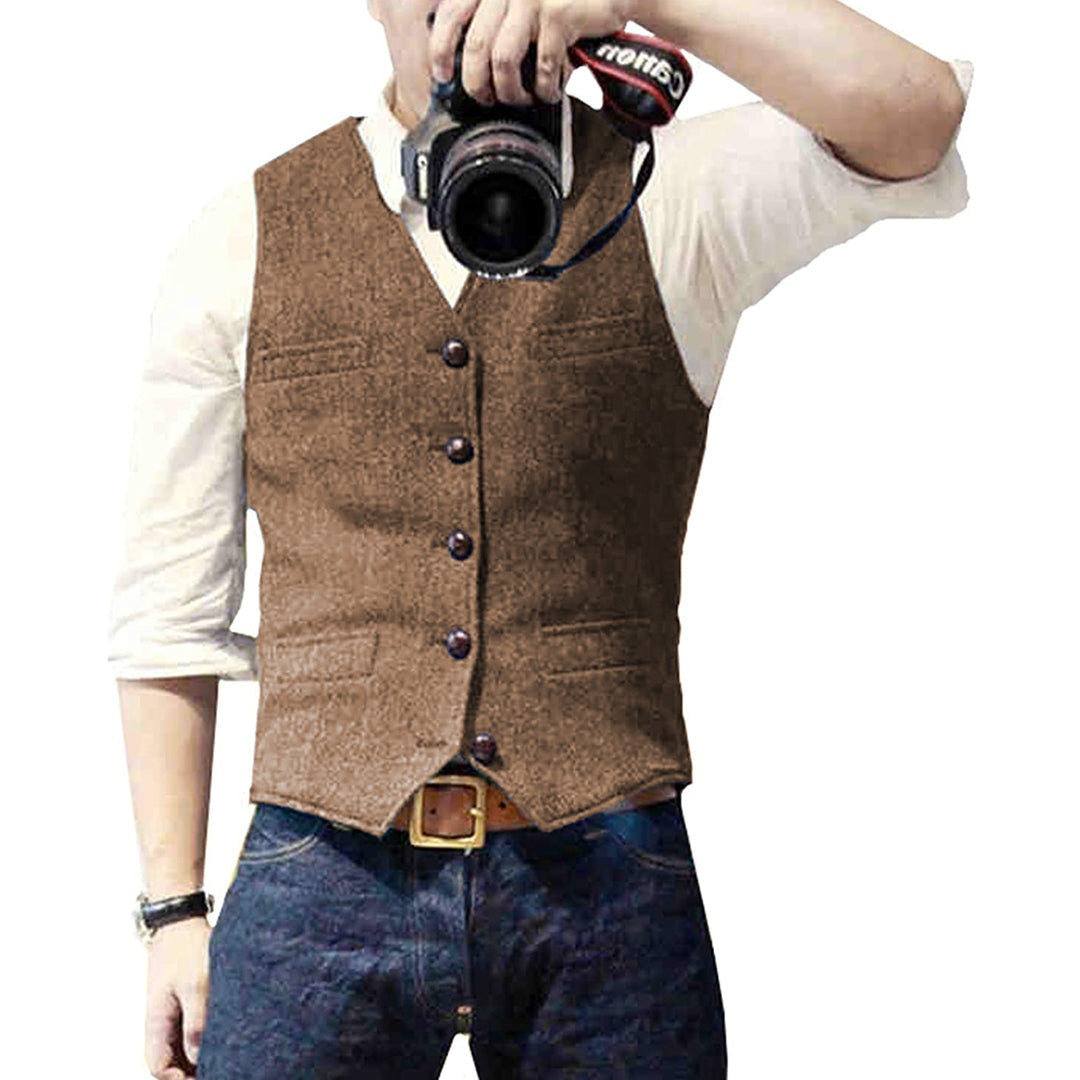 Nuvara | Darío | Gilet Vaquero Hombre Botones Cuello V