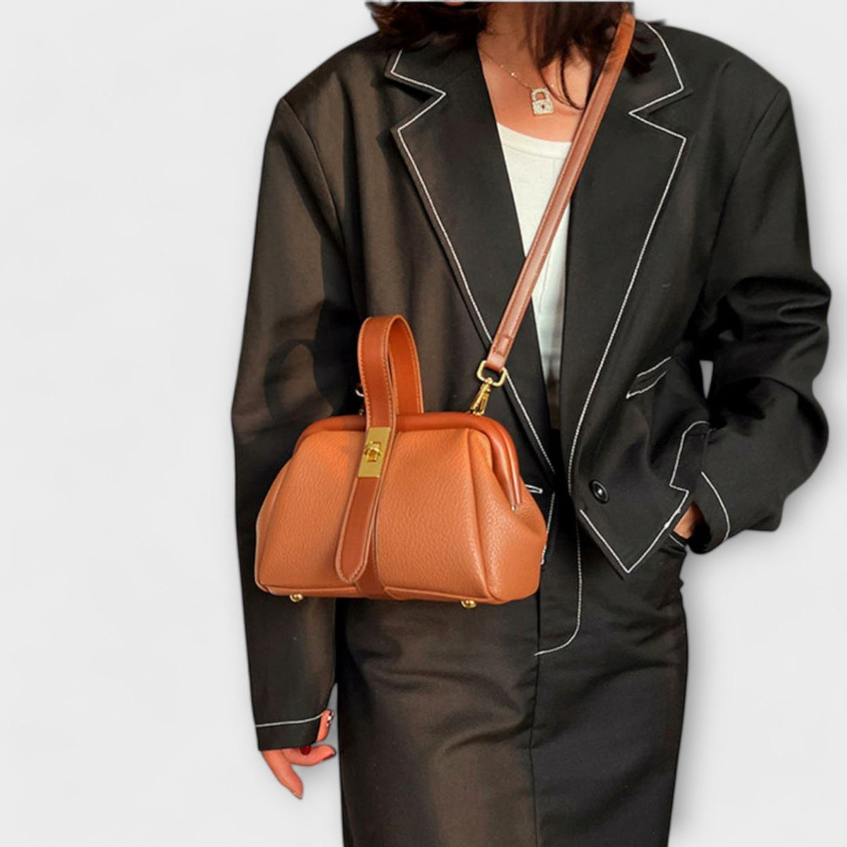 Nuvara | Delia | Bolso Cruzado de Piel Mujer Asa Superior Cierre de Giro