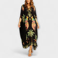 Nuvara | Delia | Vestido Kaftan Largo Estampado Tropical Mujer Lentejuelas