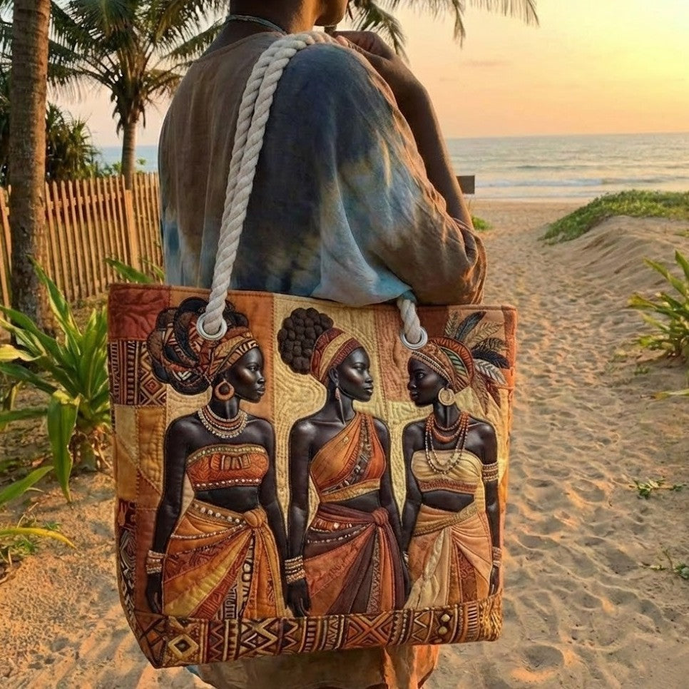 Nuvara | Dolores | Bolso Tote de Playa Artesanal Mujer Asas de Cuerda Estampado