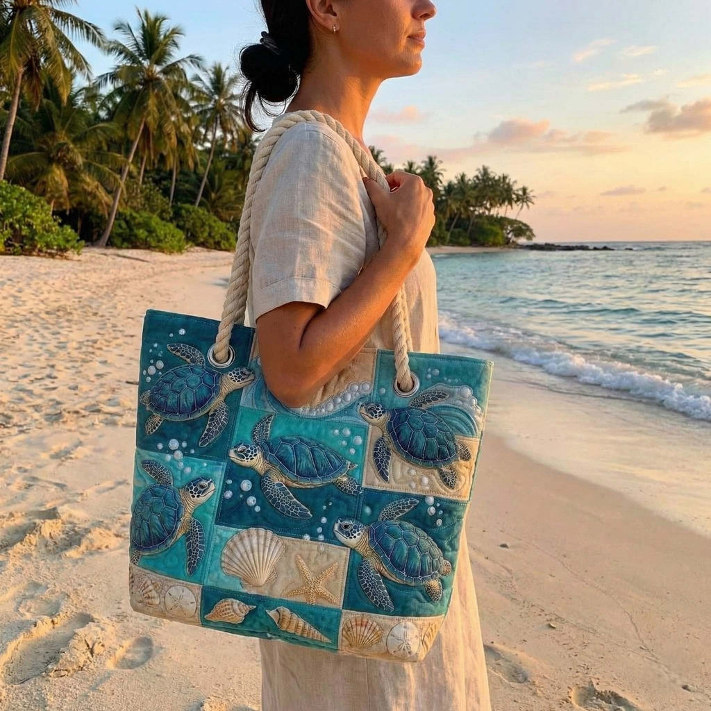 Nuvara | Dolores | Bolso Tote de Playa Artesanal Mujer Asas de Cuerda Estampado