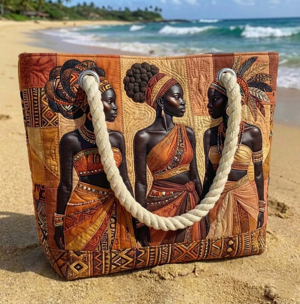Nuvara | Dolores | Bolso Tote de Playa Artesanal Mujer Asas de Cuerda Estampado