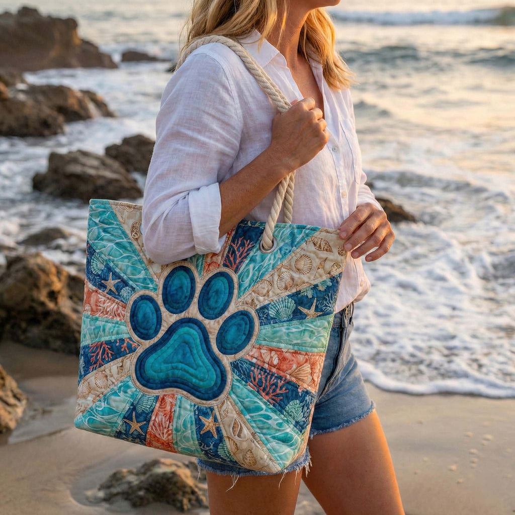 Nuvara | Dolores | Bolso Tote de Playa Artesanal Mujer Asas de Cuerda Estampado