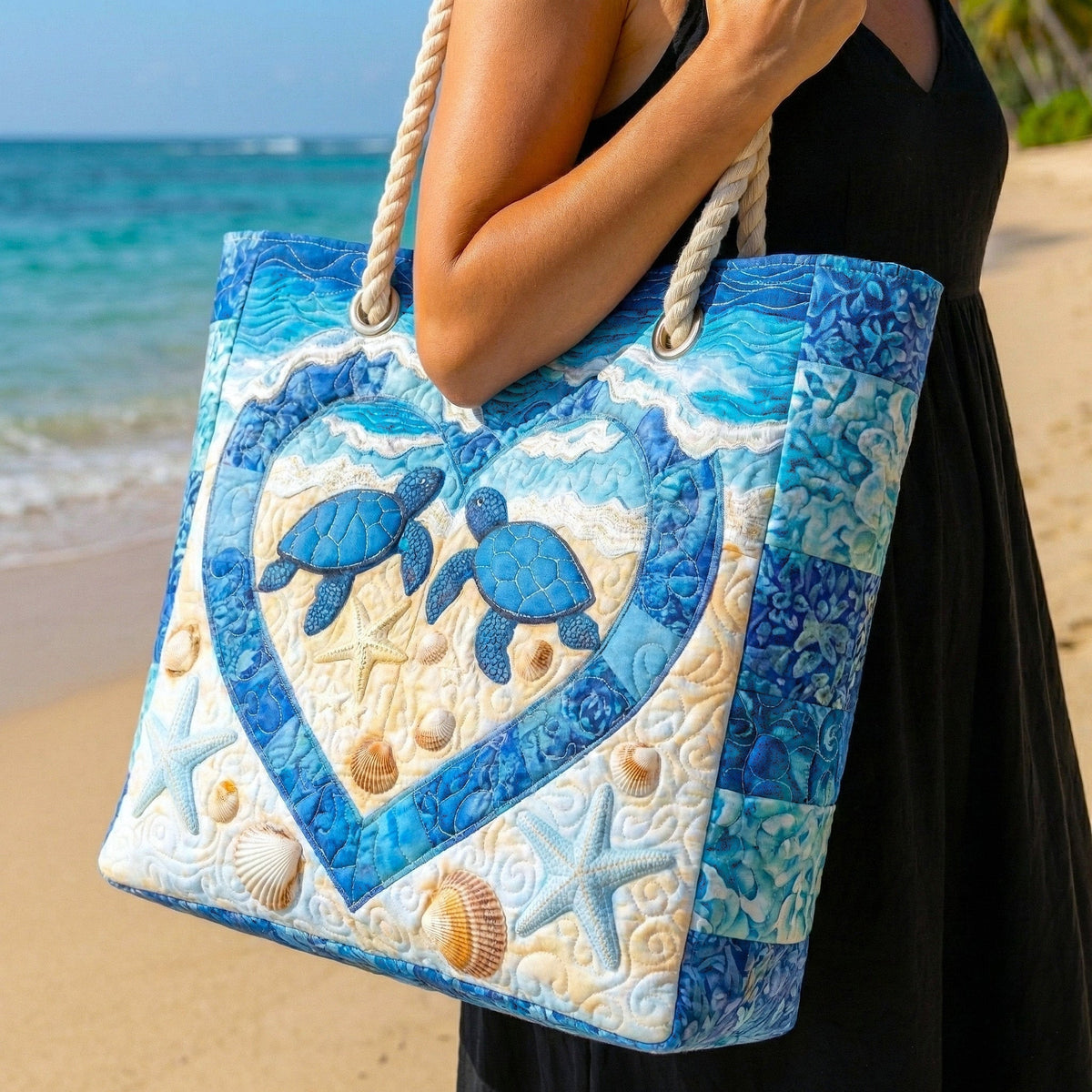 Nuvara | Dolores | Bolso Tote de Playa Artesanal Mujer Asas de Cuerda Estampado