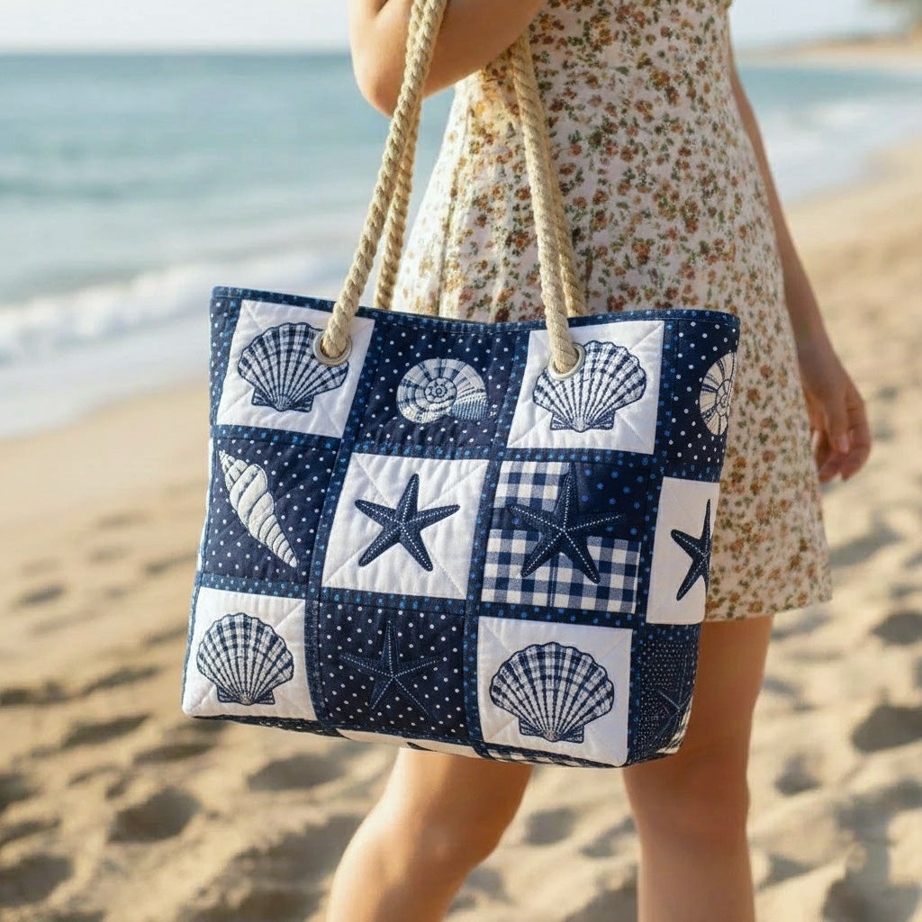 Nuvara | Dolores | Bolso Tote de Playa Artesanal Mujer Asas de Cuerda Estampado