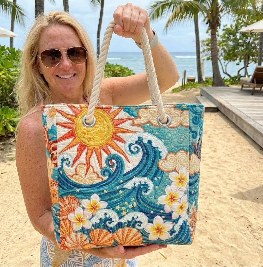 Nuvara | Dolores | Bolso Tote de Playa Artesanal Mujer Asas de Cuerda Estampado