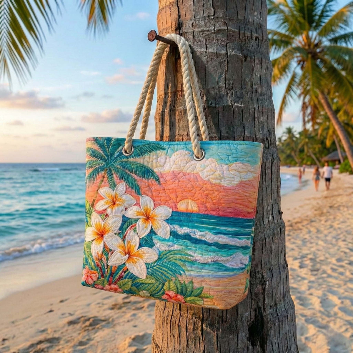 Nuvara | Dolores | Bolso Tote de Playa Artesanal Mujer Asas de Cuerda Estampado