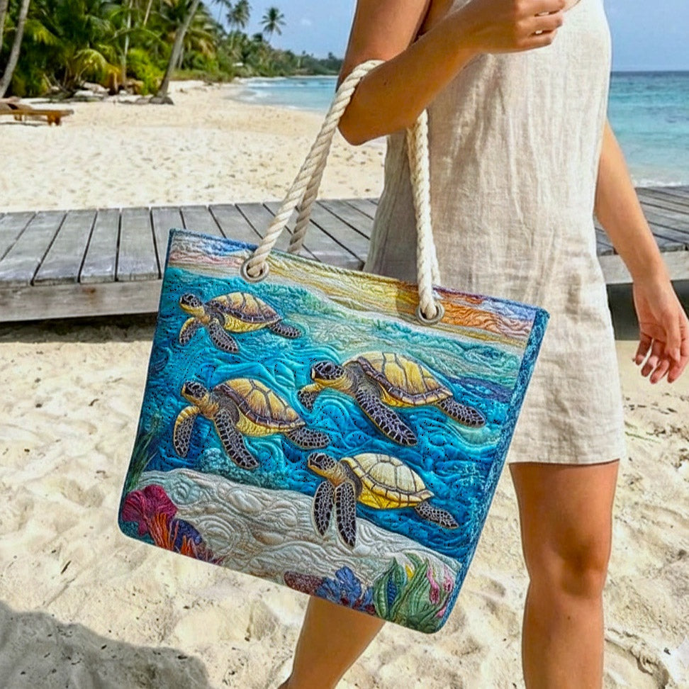 Nuvara | Dolores | Bolso Tote de Playa Artesanal Mujer Asas de Cuerda Estampado