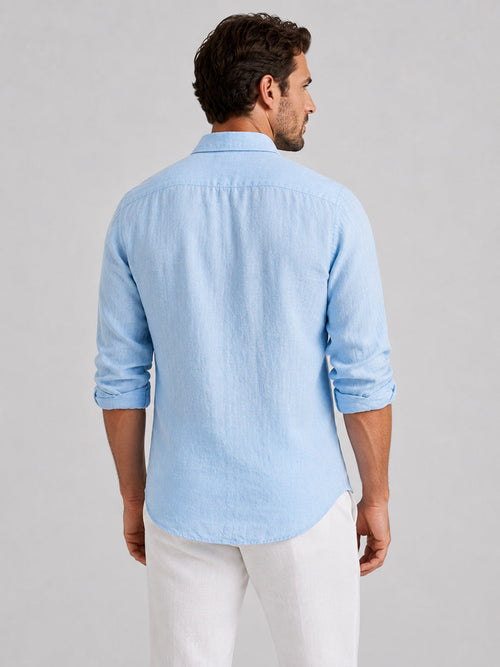 Emilio | Camisa de Lino de Manga Larga Hombre Cuello Clásico