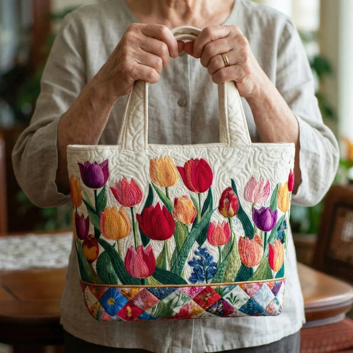 Nuvara | Encarnación | Bolso Tote Acolchado Artesanal Mujer Estampado Único