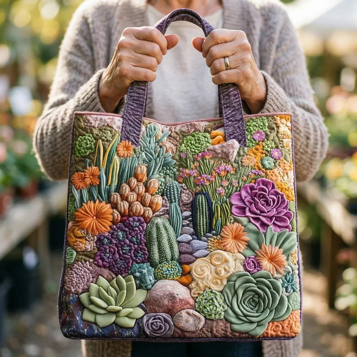 Nuvara | Encarnación | Bolso Tote Acolchado Artesanal Mujer Estampado Único