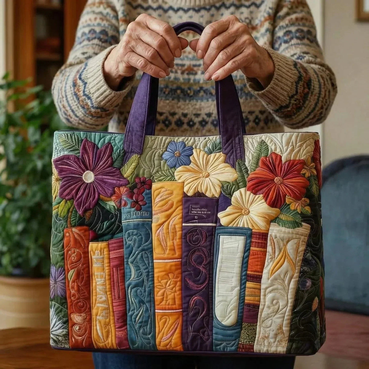 Nuvara | Encarnación | Bolso Tote Acolchado Artesanal Mujer Estampado Único