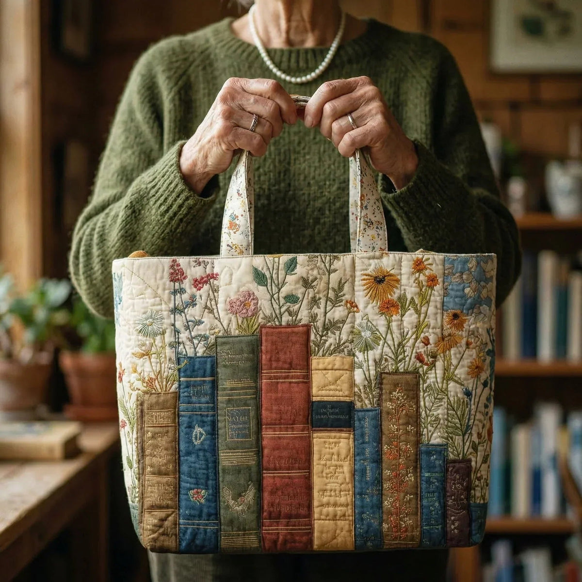 Nuvara | Encarnación | Bolso Tote Acolchado Artesanal Mujer Estampado Único