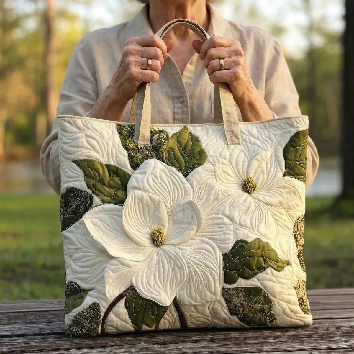 Nuvara | Encarnación | Bolso Tote Acolchado Artesanal Mujer Estampado Único