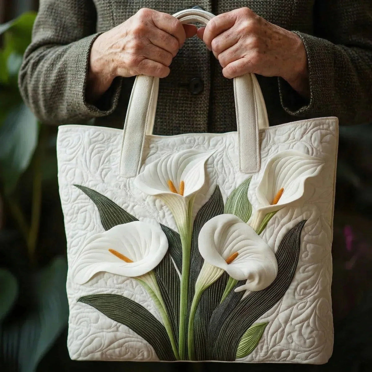 Nuvara | Encarnación | Bolso Tote Acolchado Artesanal Mujer Estampado Único