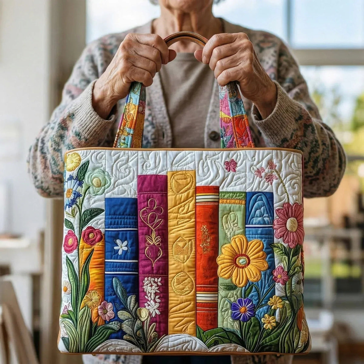 Nuvara | Encarnación | Bolso Tote Acolchado Artesanal Mujer Estampado Único