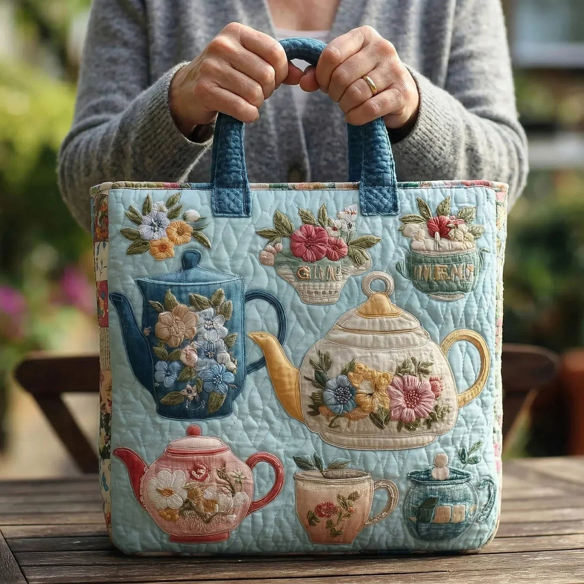 Nuvara | Encarnación | Bolso Tote Acolchado Artesanal Mujer Estampado Único