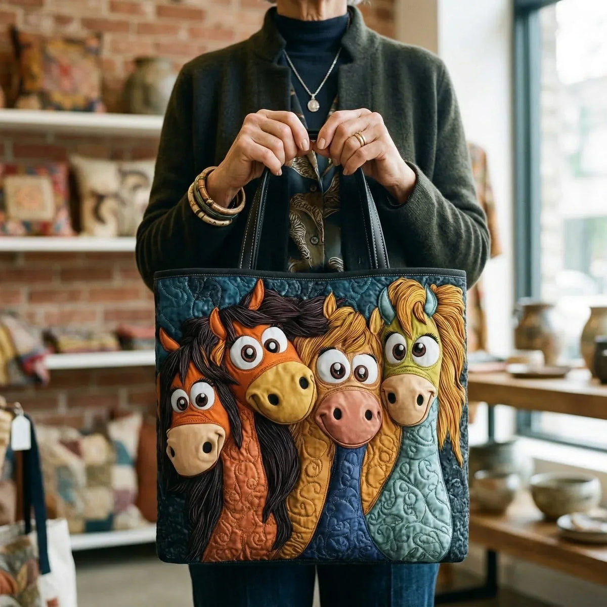 Nuvara | Encarnación | Bolso Tote Acolchado Artesanal Mujer Estampado Único
