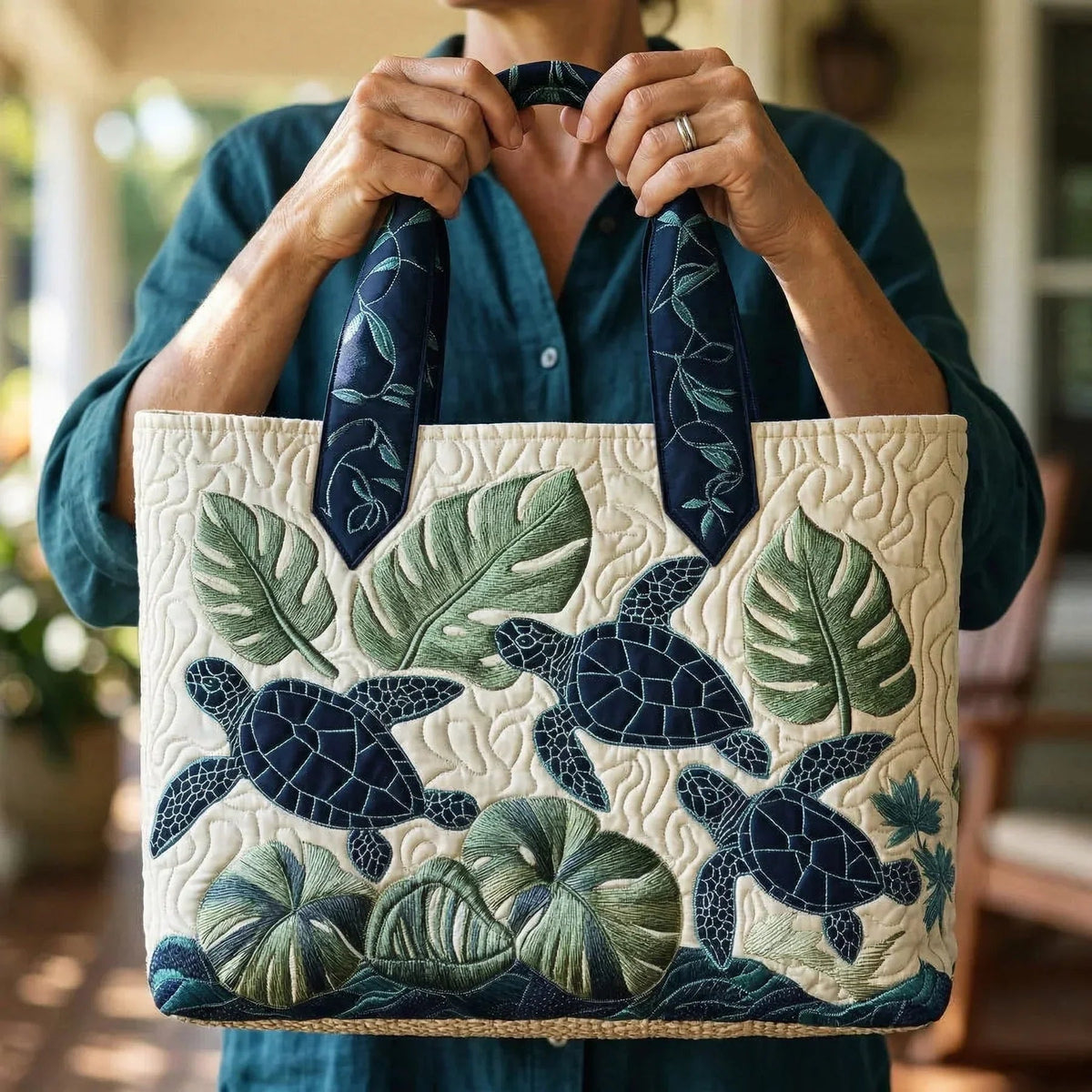 Nuvara | Encarnación | Bolso Tote Acolchado Artesanal Mujer Estampado Único