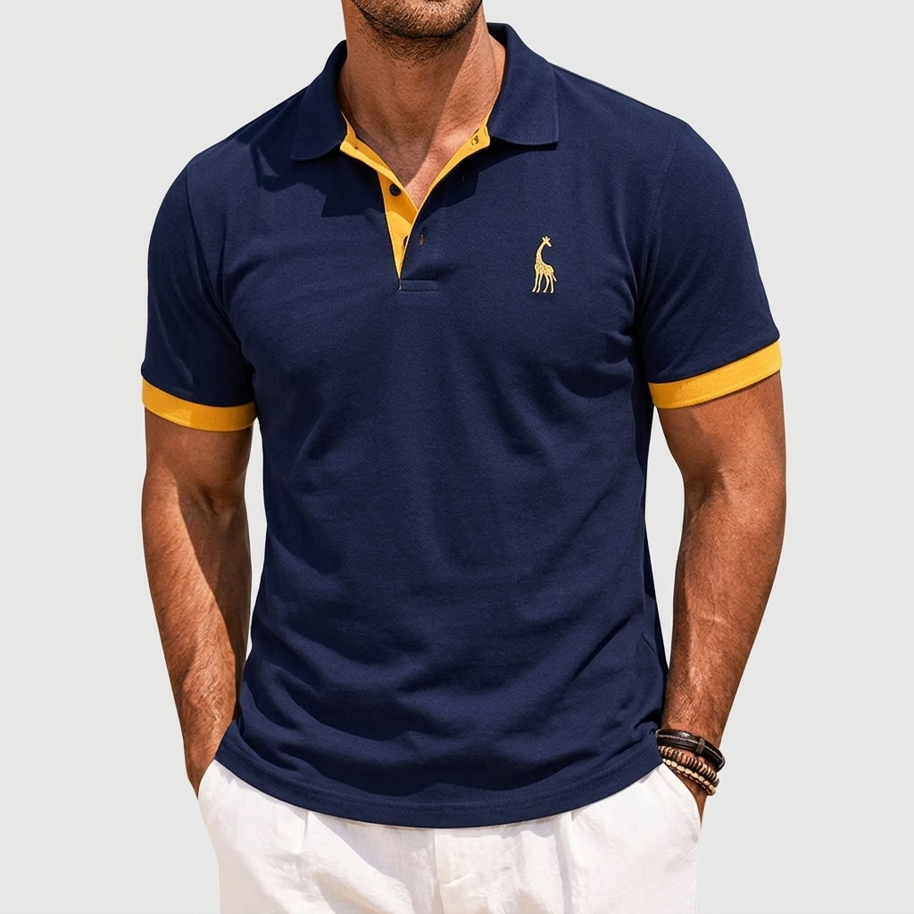 Enrique | Polo Bordado Hombre Ribete en Contraste Manga Corta