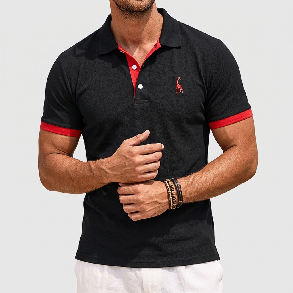 Enrique | Polo Bordado Hombre Ribete en Contraste Manga Corta