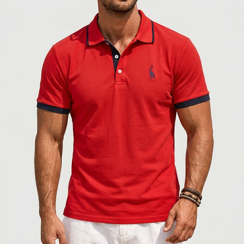 Enrique | Polo Bordado Hombre Ribete en Contraste Manga Corta