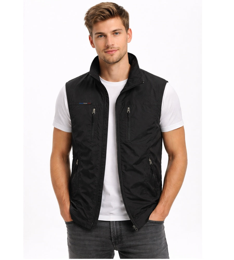 Nuvara | Ernesto | Gilet Multipocket con Cremallera Hombre Cuello Alto