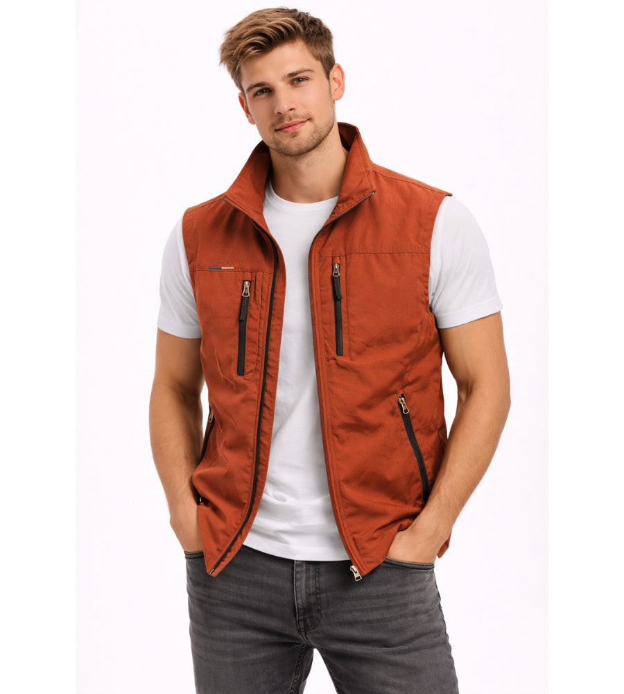 Nuvara | Ernesto | Gilet Multipocket con Cremallera Hombre Cuello Alto