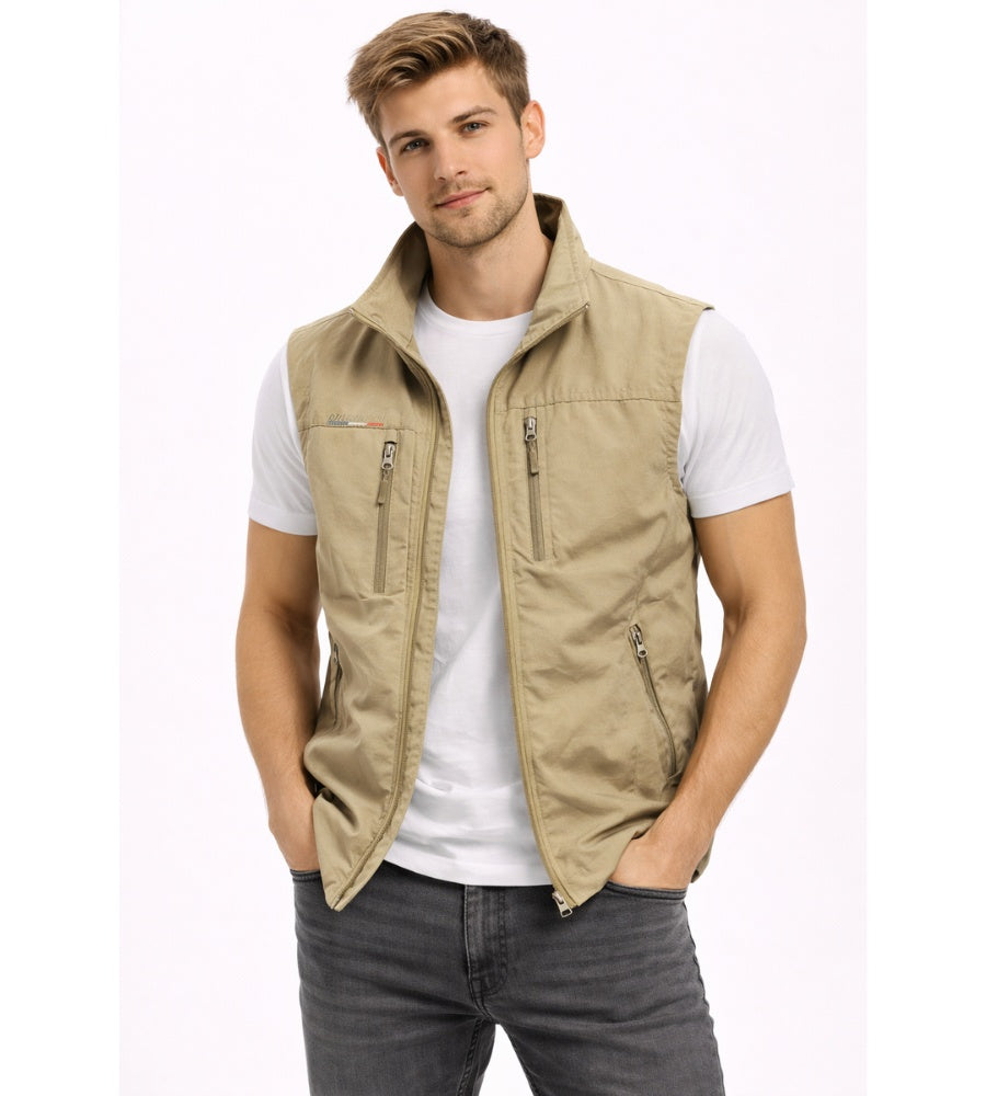Nuvara | Ernesto | Gilet Multipocket con Cremallera Hombre Cuello Alto