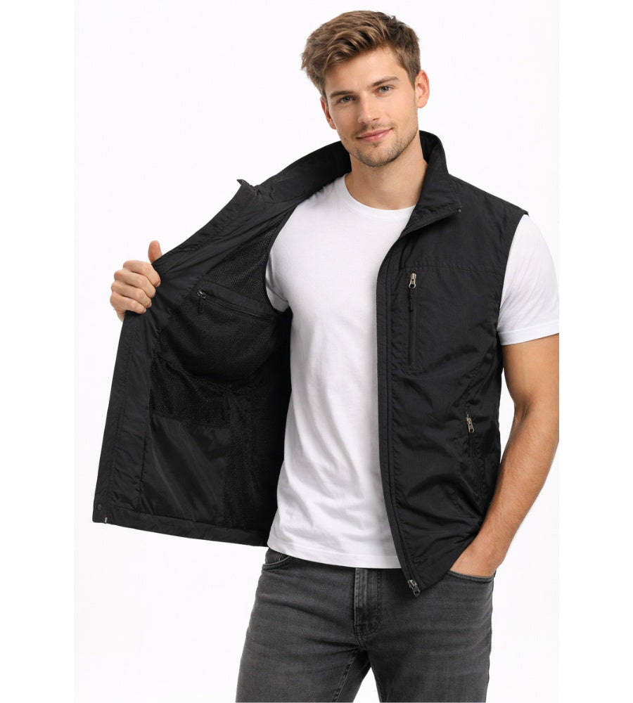 Nuvara | Ernesto | Gilet Multipocket con Cremallera Hombre Cuello Alto