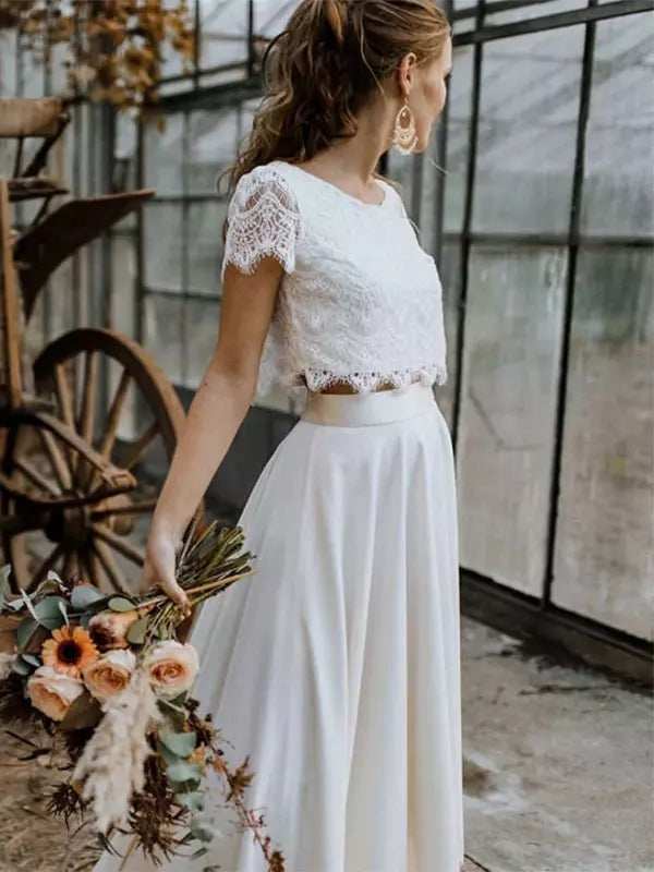 Nuvara | Esperanza | Vestido de Novia de Dos Piezas Mujer Encaje