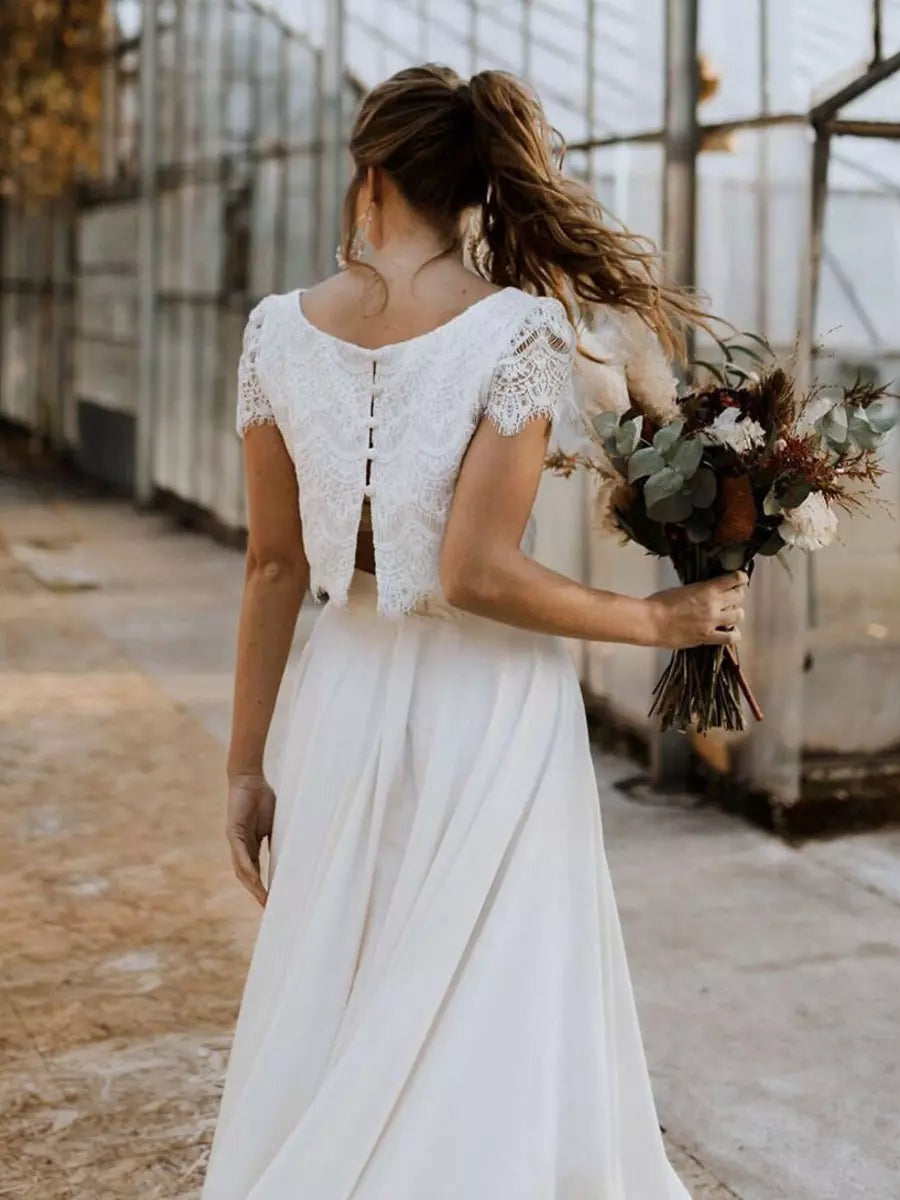 Nuvara | Esperanza | Vestido de Novia de Dos Piezas Mujer Encaje