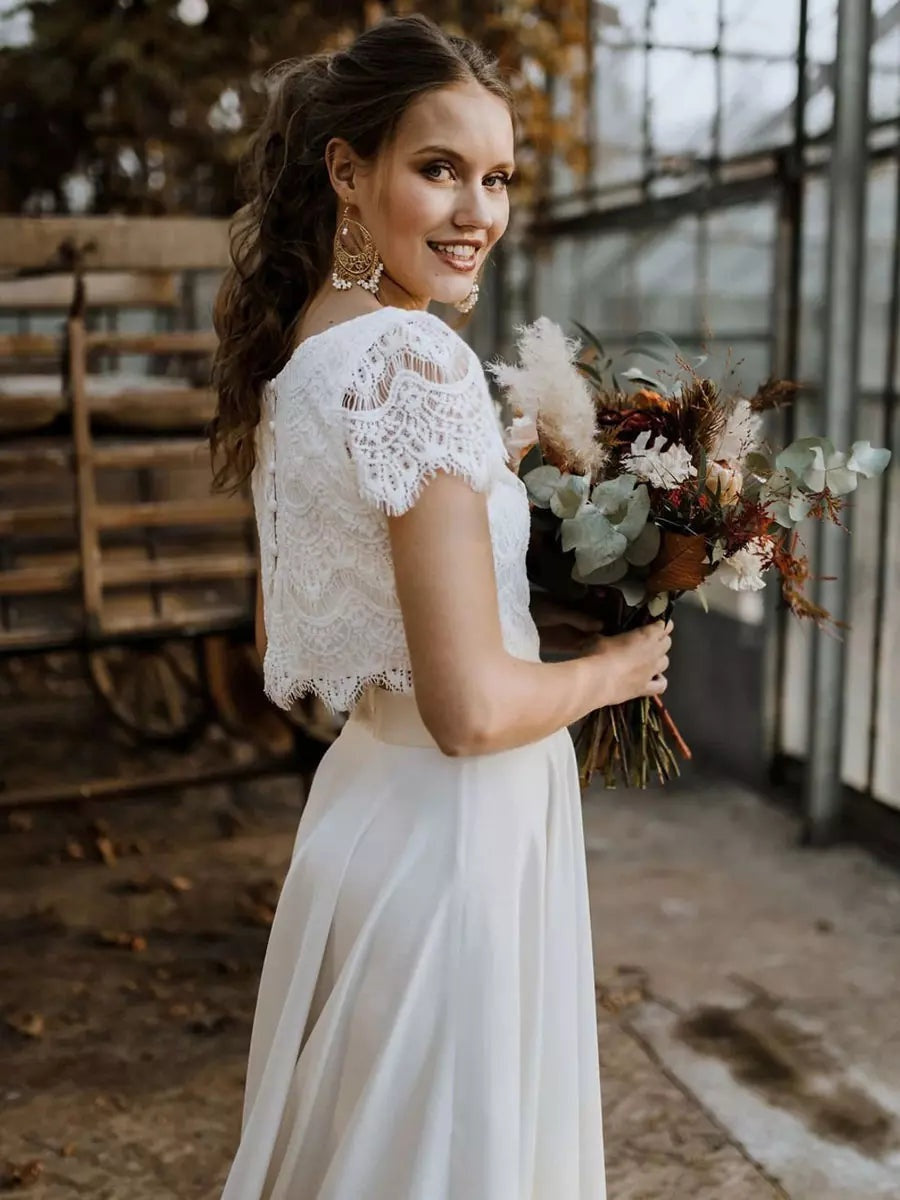 Nuvara | Esperanza | Vestido de Novia de Dos Piezas Mujer Encaje