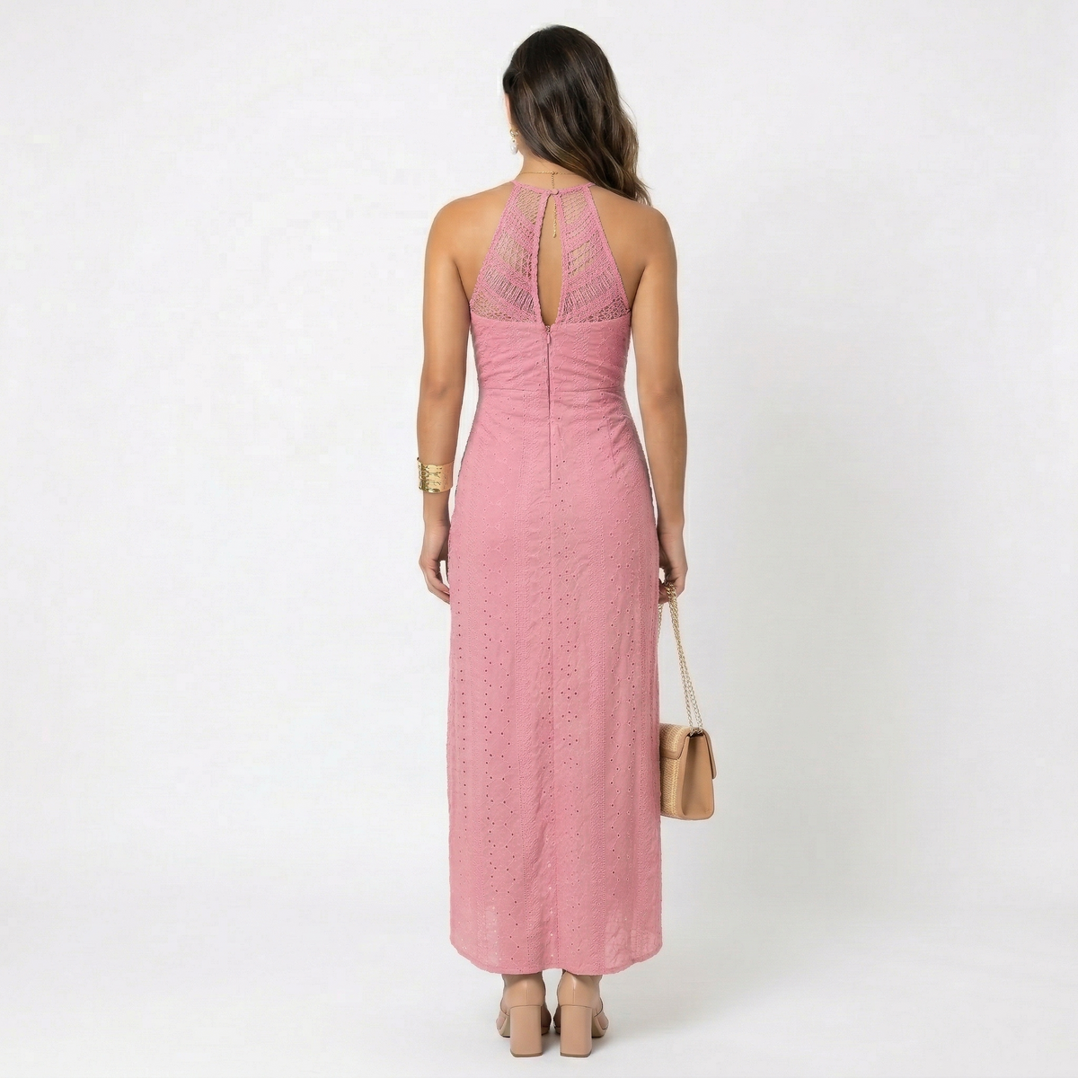 Nuvara | Esperanza | Vestido Midi de Verano Mujer Cuello Alto Crochet