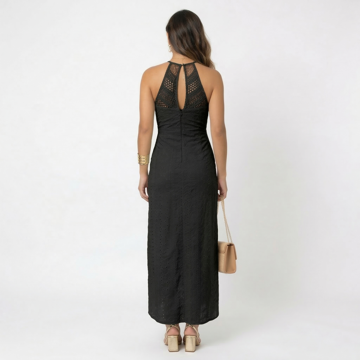 Nuvara | Esperanza | Vestido Midi de Verano Mujer Cuello Alto Crochet