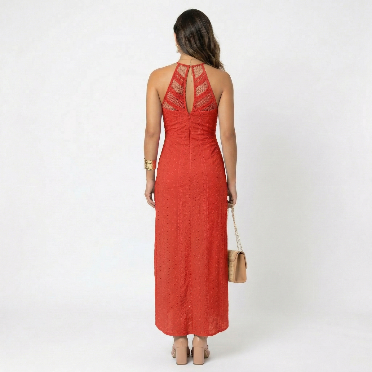 Nuvara | Esperanza | Vestido Midi de Verano Mujer Cuello Alto Crochet