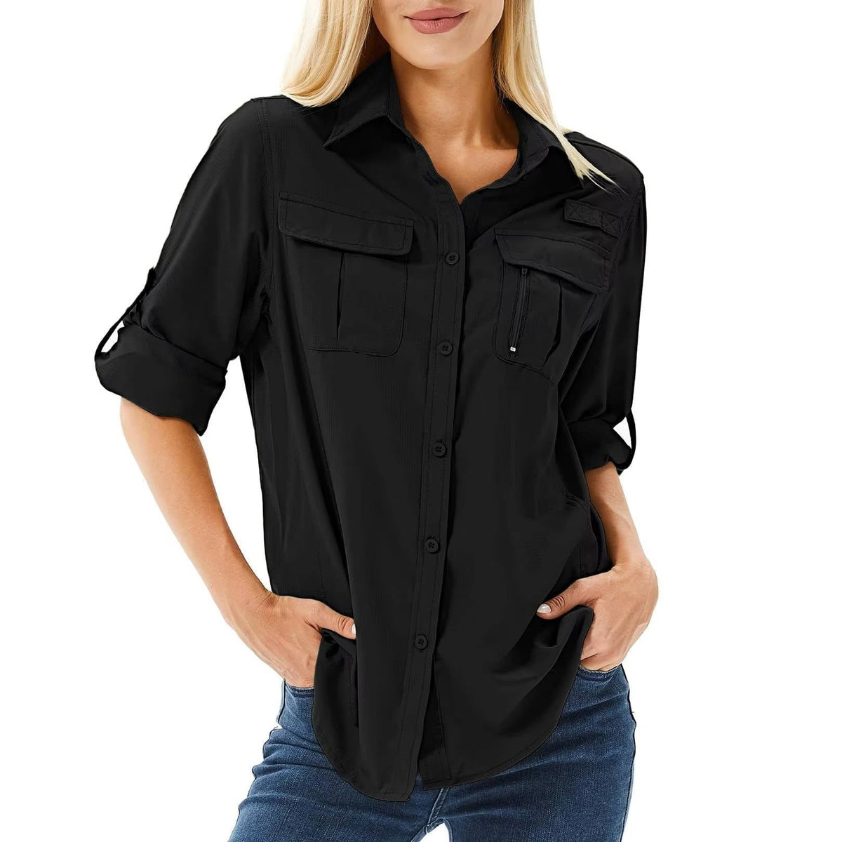Esther | Camisa de Manga Larga Mujer Bolsillos Funcionales