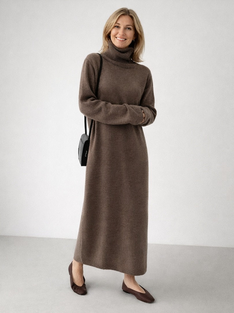 Nuvara | Esther | Vestido de Invierno de Punto Mujer Cuello Alto Manga Larga
