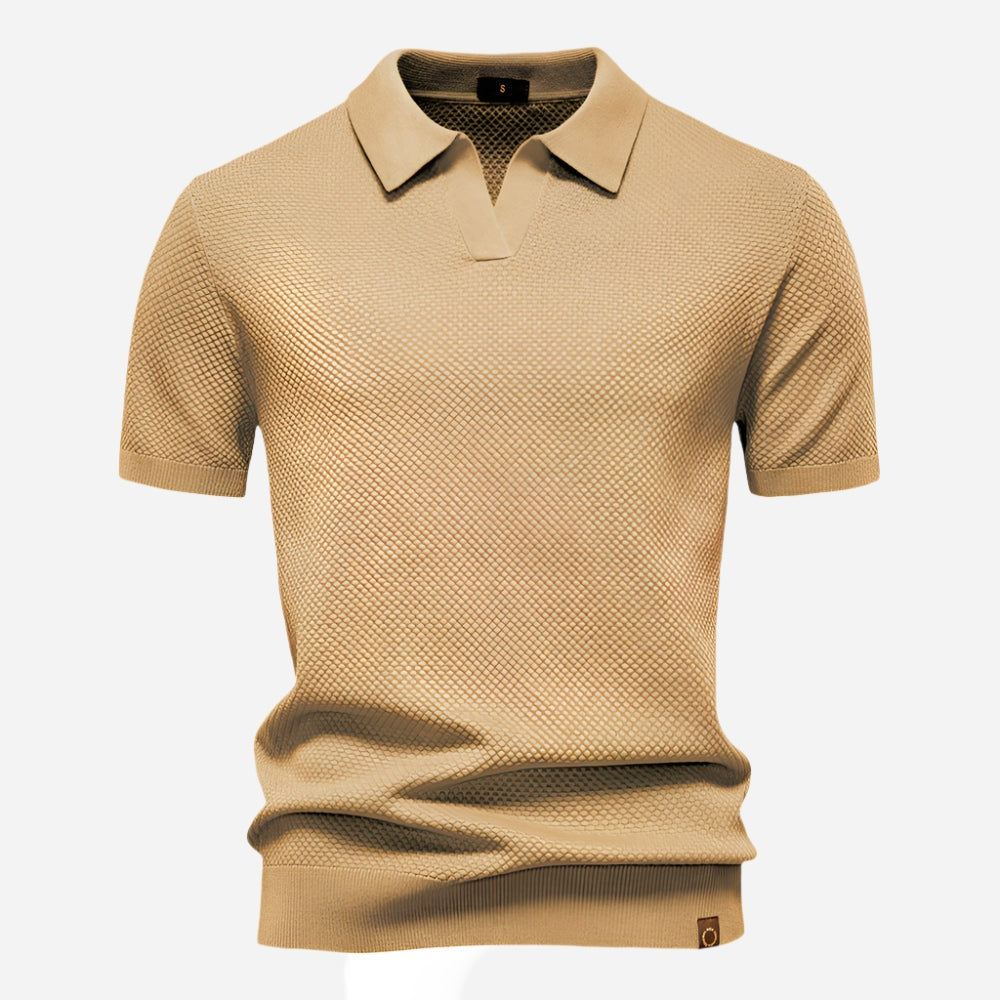 Felipe | Polo de Punto Manga Corta Hombre Cuello Abierto Texturizado