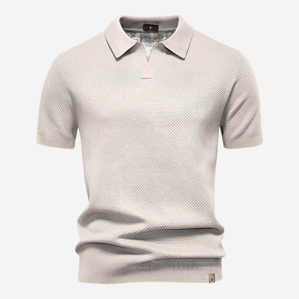 Felipe | Polo de Punto Manga Corta Hombre Cuello Abierto Texturizado