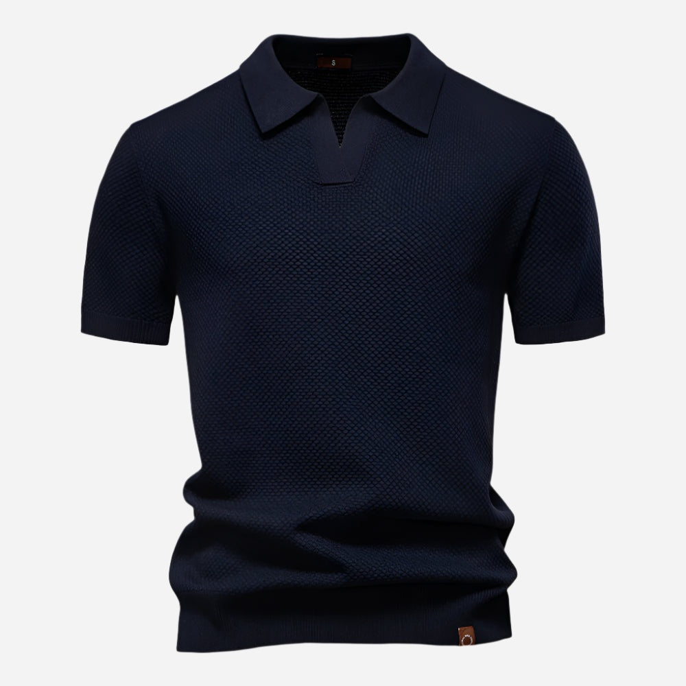 Felipe | Polo de Punto Manga Corta Hombre Cuello Abierto Texturizado