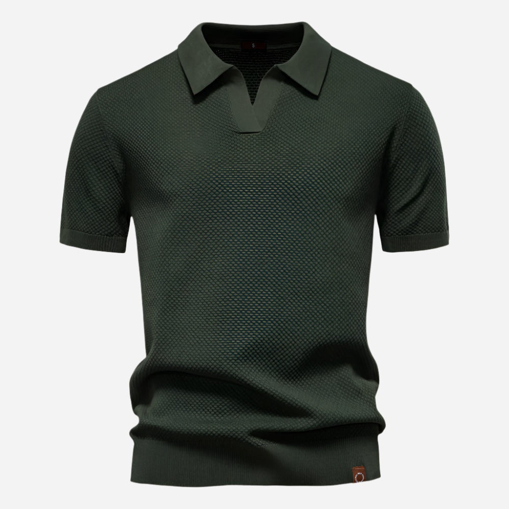 Felipe | Polo de Punto Manga Corta Hombre Cuello Abierto Texturizado