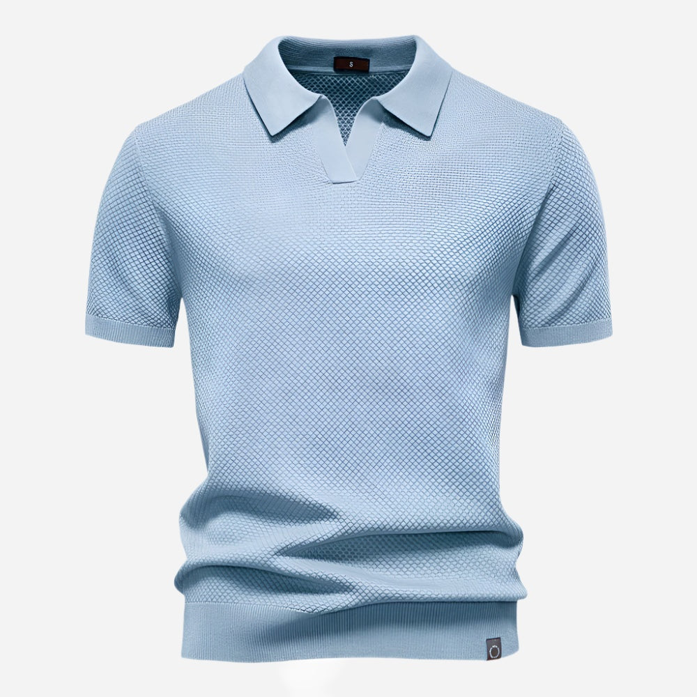 Felipe | Polo de Punto Manga Corta Hombre Cuello Abierto Texturizado